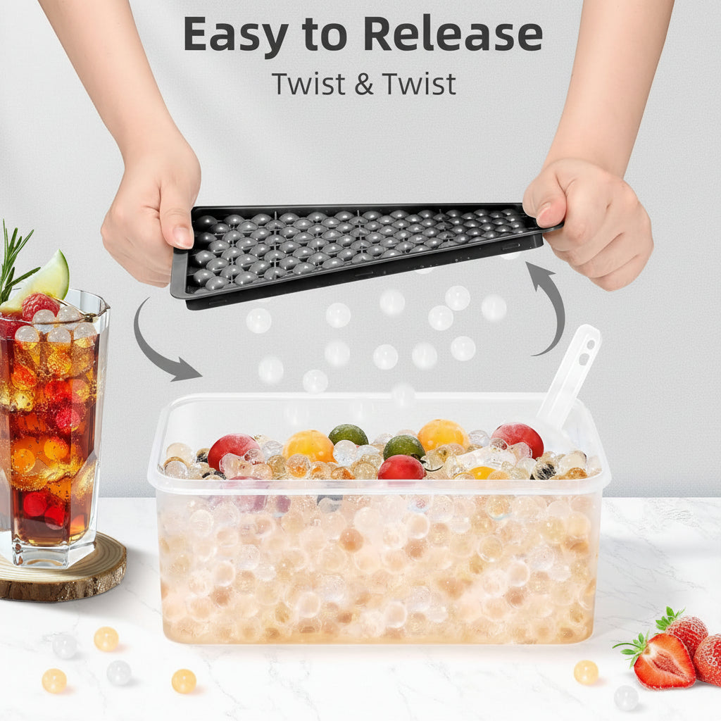 Mini Silicone Ice Ball Tray For Bottles With Lid Compact