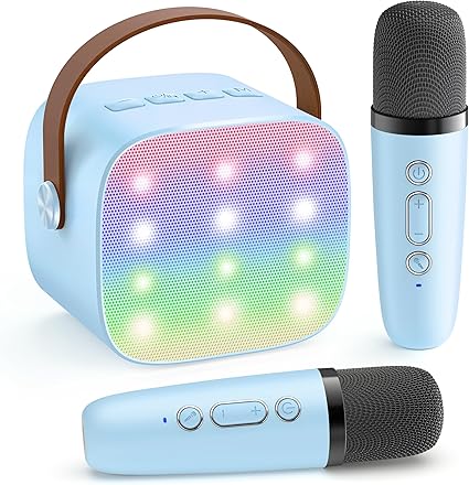 Karaoke-System mit Bluetooth, tragbarem Lautsprecher und kabellosen Mikrofonen