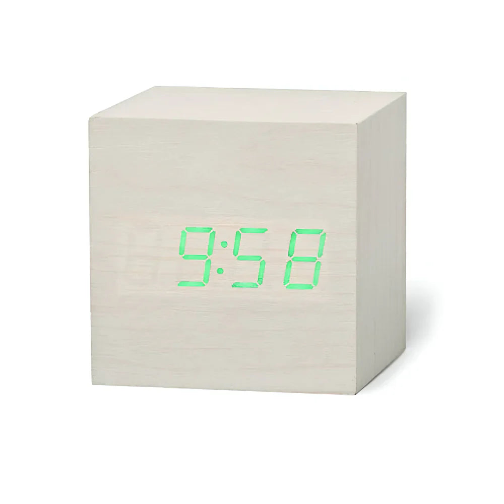 LED Cube Display Alarm Clock With Time Date Temperature