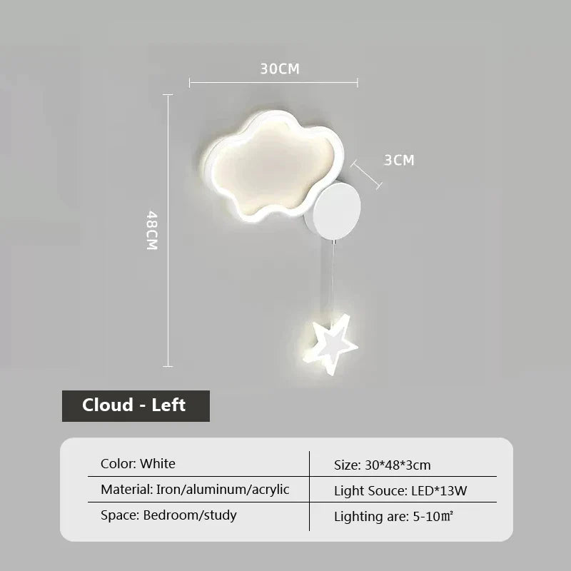 Lampa ścienna LunaCrest Księżyc i Chmura do dekoracji sypialni