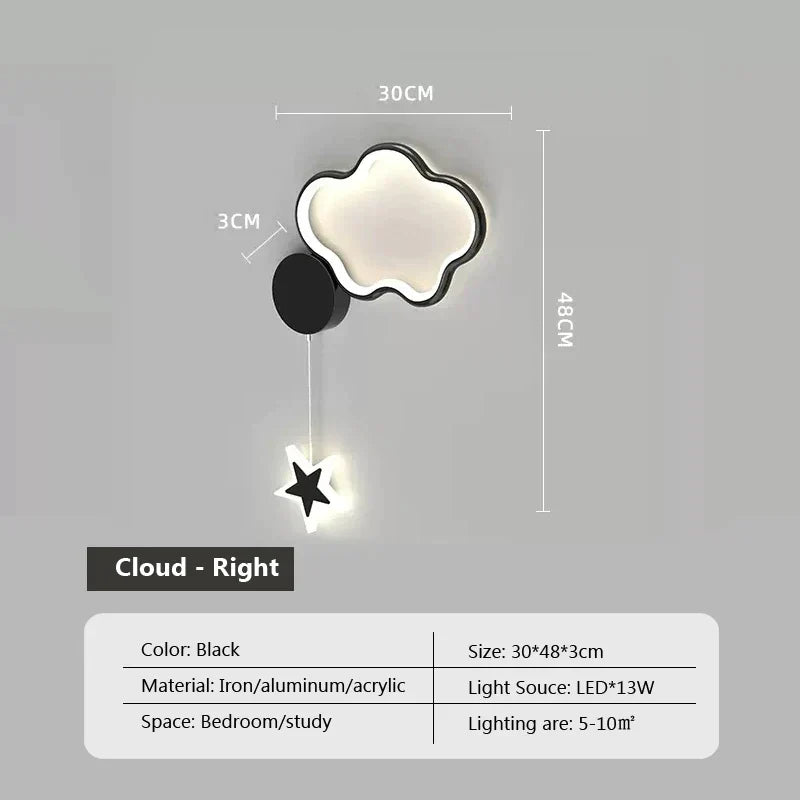 Lampa ścienna LunaCrest Księżyc i Chmura do dekoracji sypialni