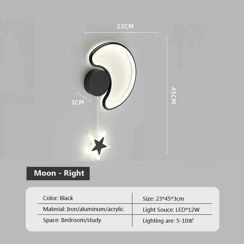 Lampa ścienna LunaCrest Księżyc i Chmura do dekoracji sypialni