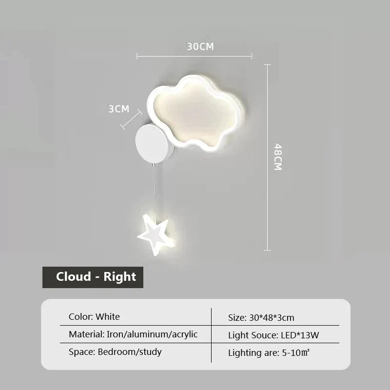 Lampa ścienna LunaCrest Księżyc i Chmura do dekoracji sypialni