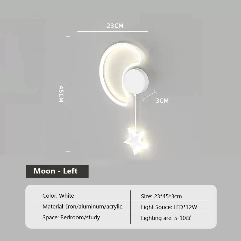 Lampa ścienna LunaCrest Księżyc i Chmura do dekoracji sypialni