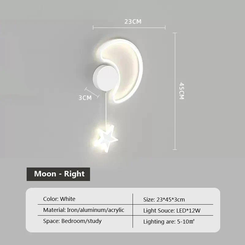 Lampa ścienna LunaCrest Księżyc i Chmura do dekoracji sypialni