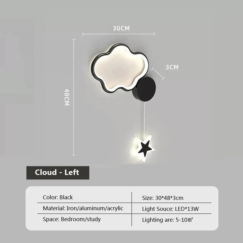Lampa ścienna LunaCrest Księżyc i Chmura do dekoracji sypialni
