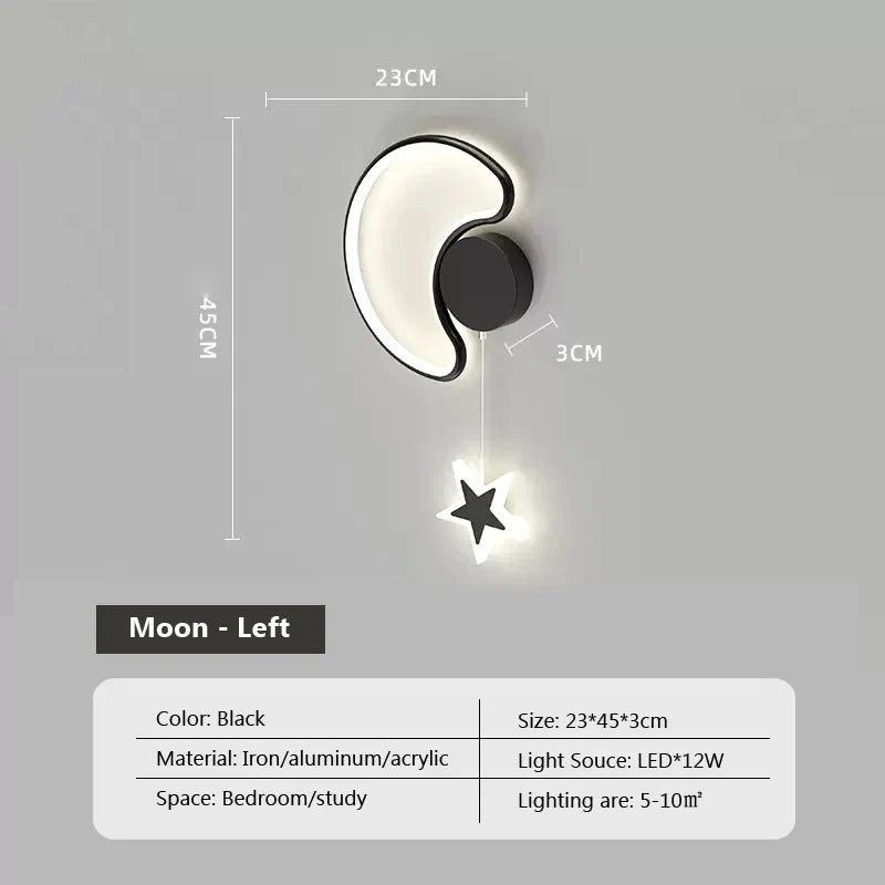 Lampa ścienna LunaCrest Księżyc i Chmura do dekoracji sypialni