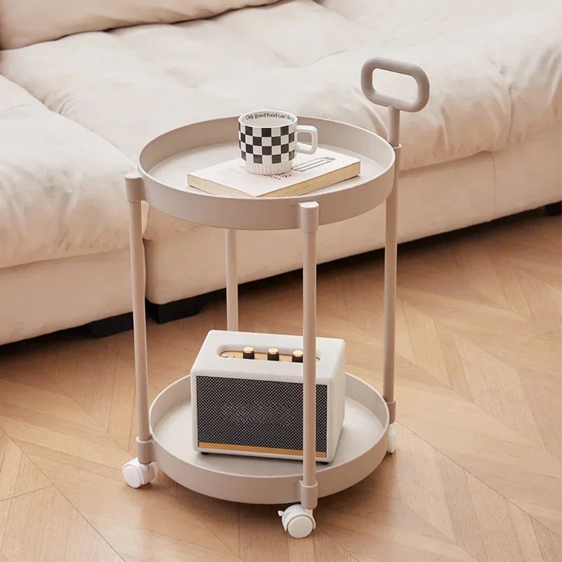 VerveFlex Modern Two-Level Side Table On Wheels With Handle