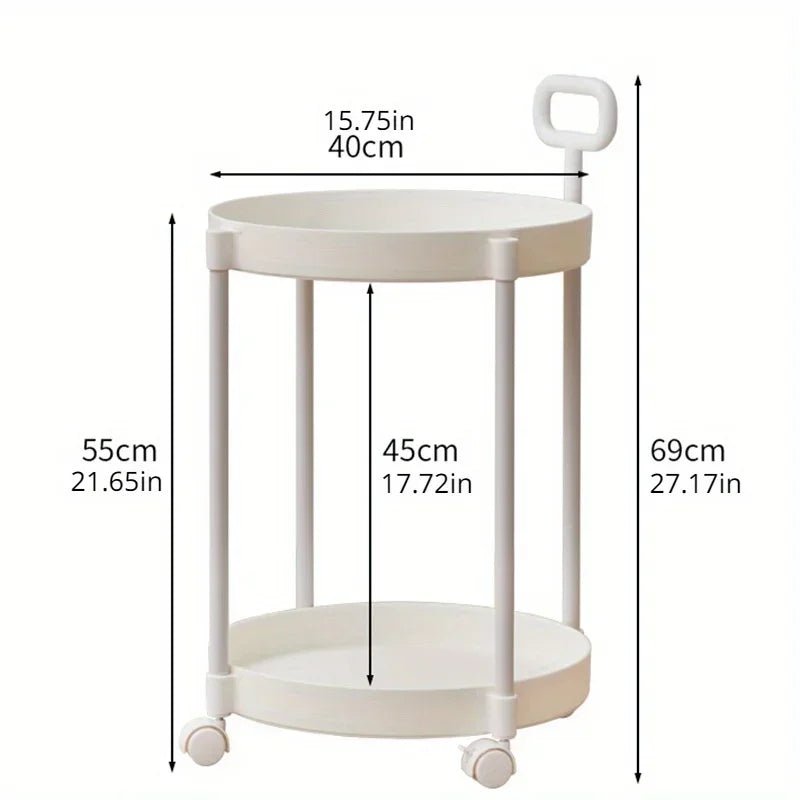 VerveFlex Modern Two-Level Side Table On Wheels With Handle