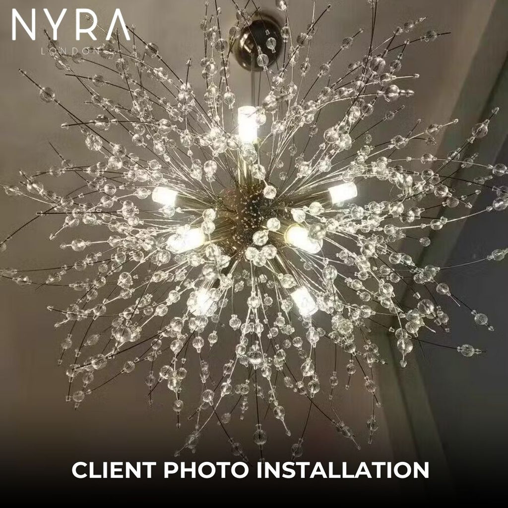 Dandelion Inspired Modern Pendant Light In Iron And Acrylic