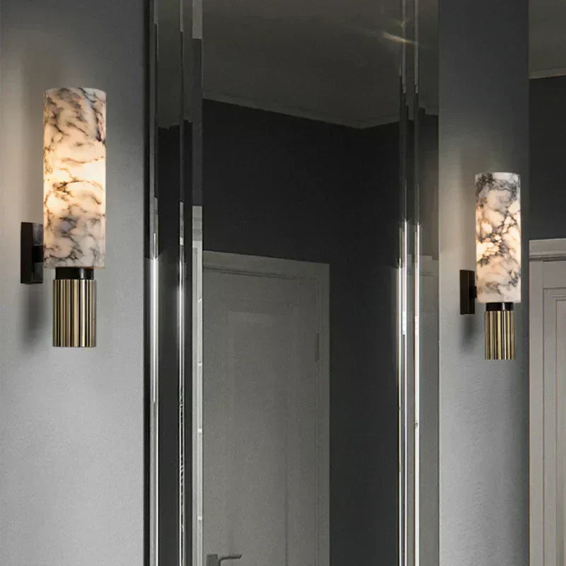 Gouden Marmeren Wandlamp Verhoogt Elegante Interieurs Thuis
