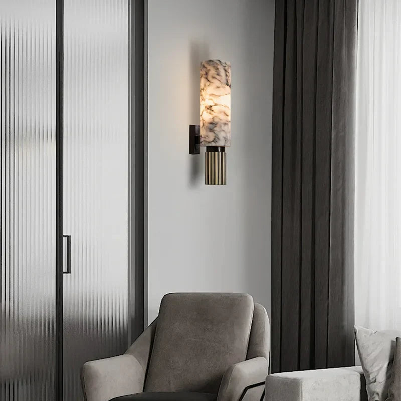 Gouden Marmeren Wandlamp Verhoogt Elegante Interieurs Thuis
