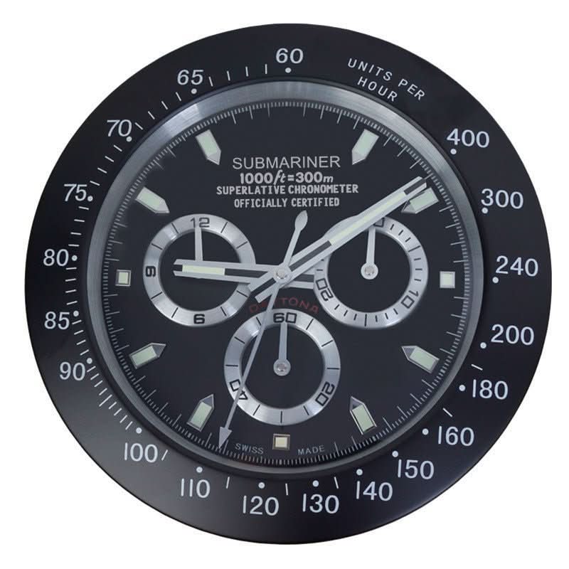 Ceas de perete silențios NovaTime cu ramă din oțel inoxidabil și ace luminoase, 33 cm