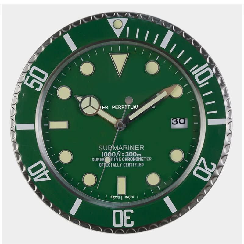 Ceas de perete silențios NovaTime cu ramă din oțel inoxidabil și ace luminoase, 33 cm
