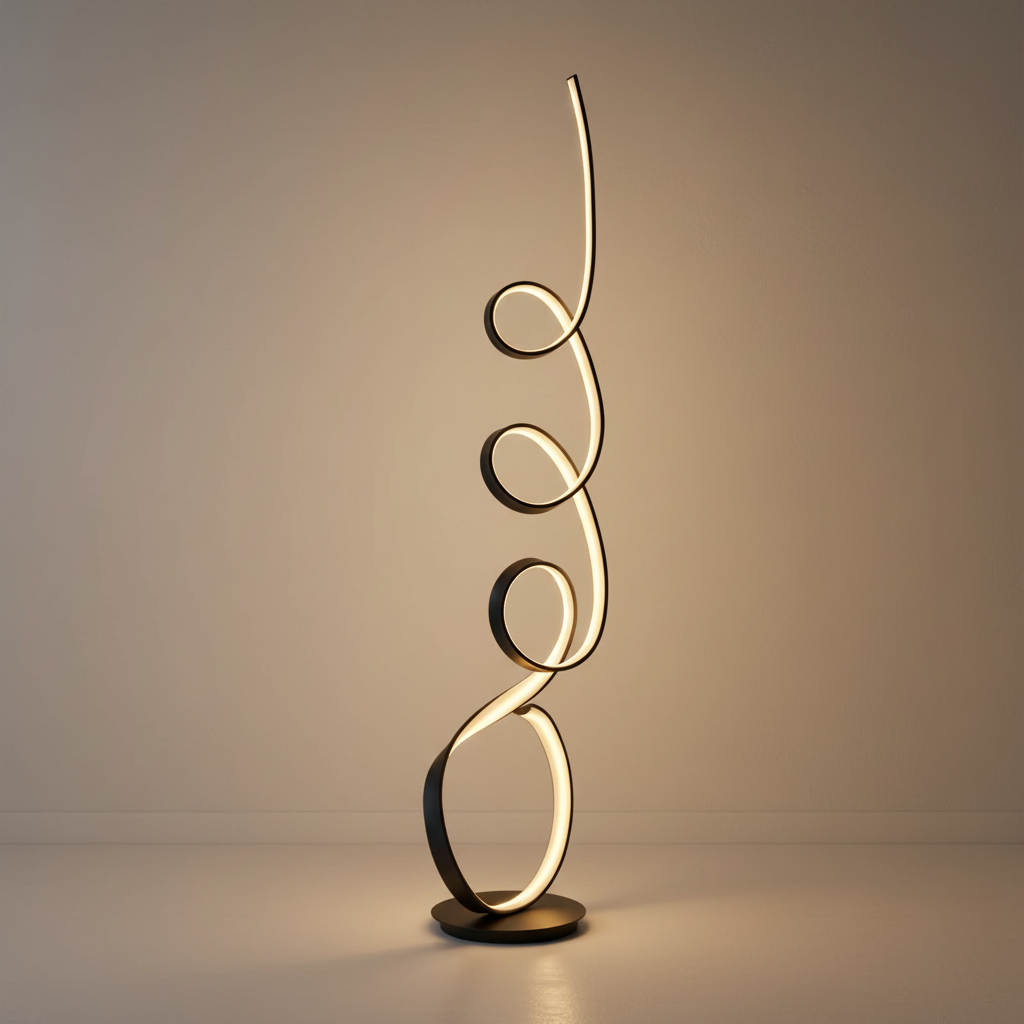 AeroFlow Modern Skulptural Matt Metall Vardagsrumslampa