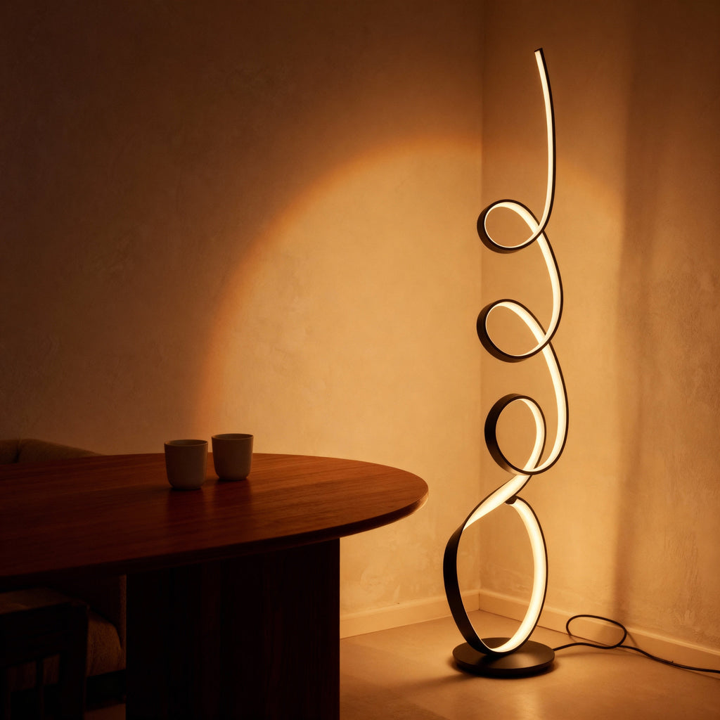 AeroFlow Modern Skulptural Matt Metall Vardagsrumslampa