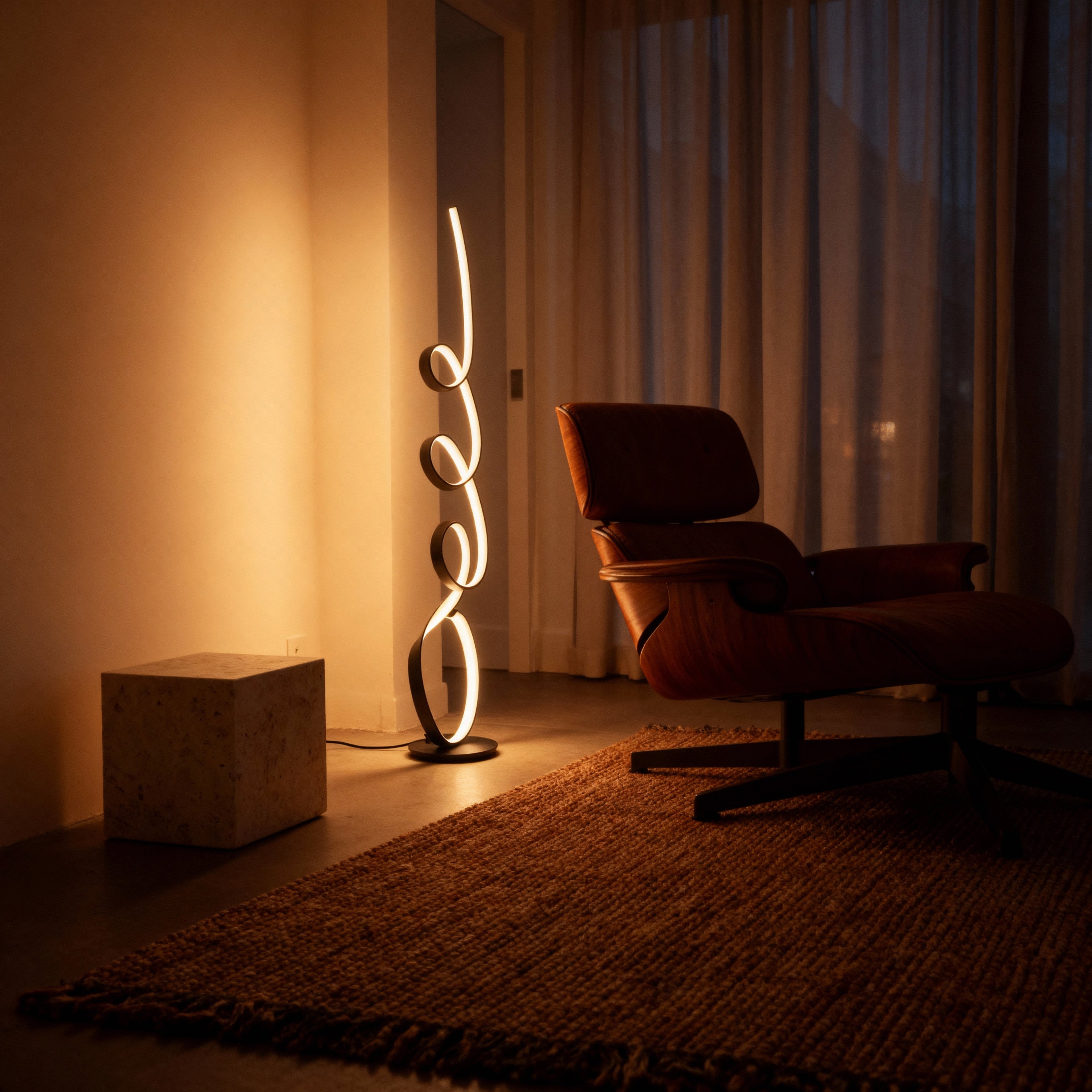 AeroFlow Modern Skulptural Matt Metall Vardagsrumslampa