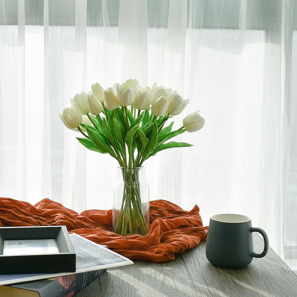 Bouquet di tulipani real-touch con steli in PU per la Festa della Mamma