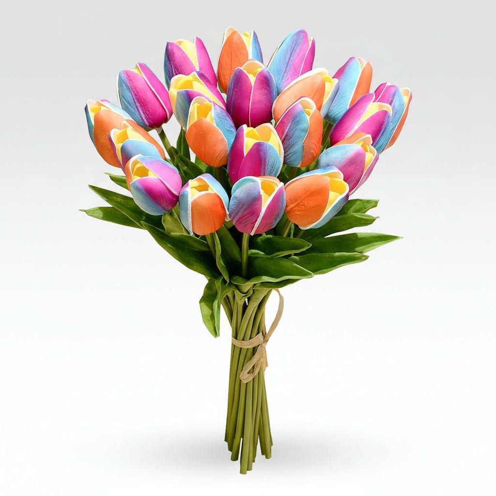 Bouquet di tulipani real-touch con steli in PU per la Festa della Mamma