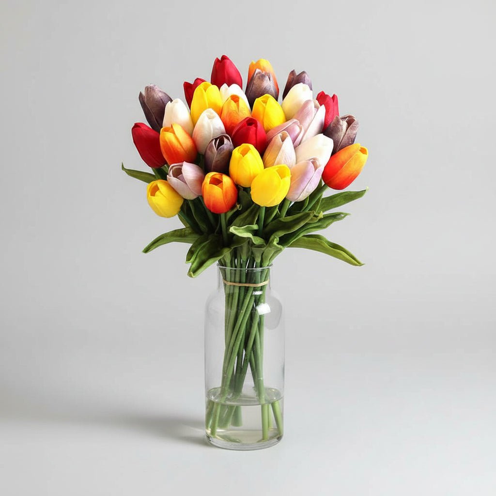 Bouquet di tulipani real-touch con steli in PU per la Festa della Mamma
