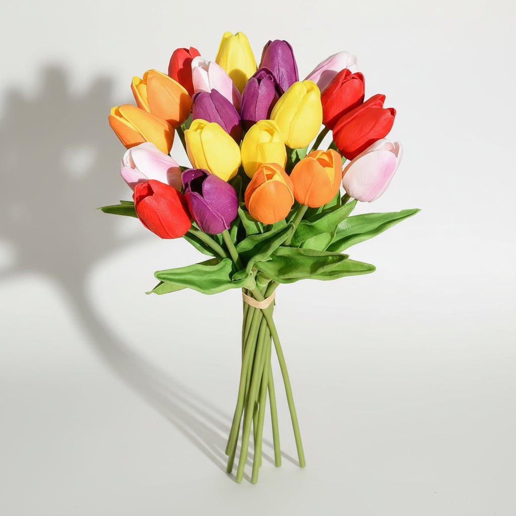 Bouquet di tulipani real-touch con steli in PU per la Festa della Mamma