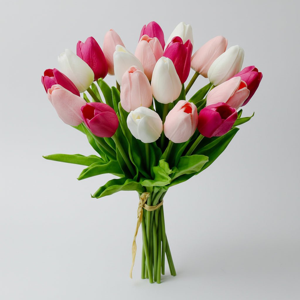 Bouquet di tulipani real-touch con steli in PU per la Festa della Mamma