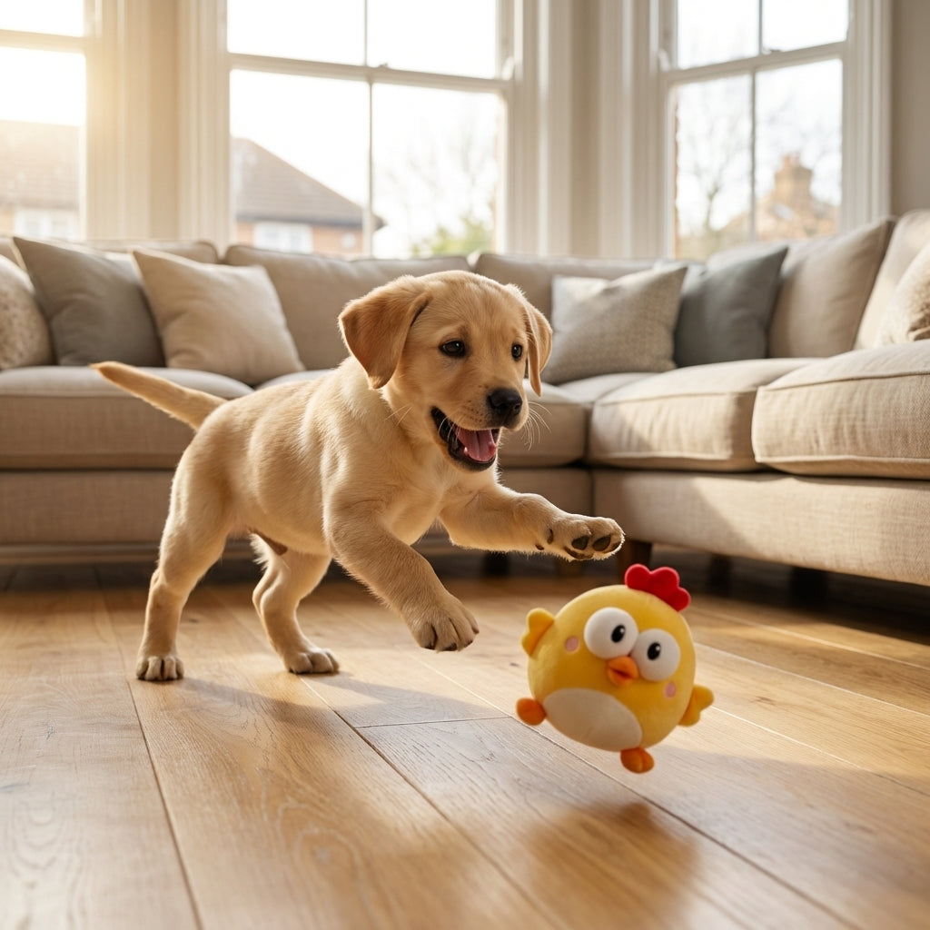 Giocattolo per cani a forma di pollo rimbalzante con sensore di movimento e ricaricabile tramite USB | Rosalyssa