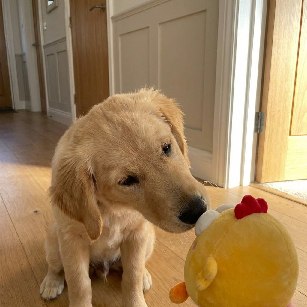 Giocattolo per cani a forma di pollo rimbalzante con sensore di movimento e ricaricabile tramite USB | Rosalyssa