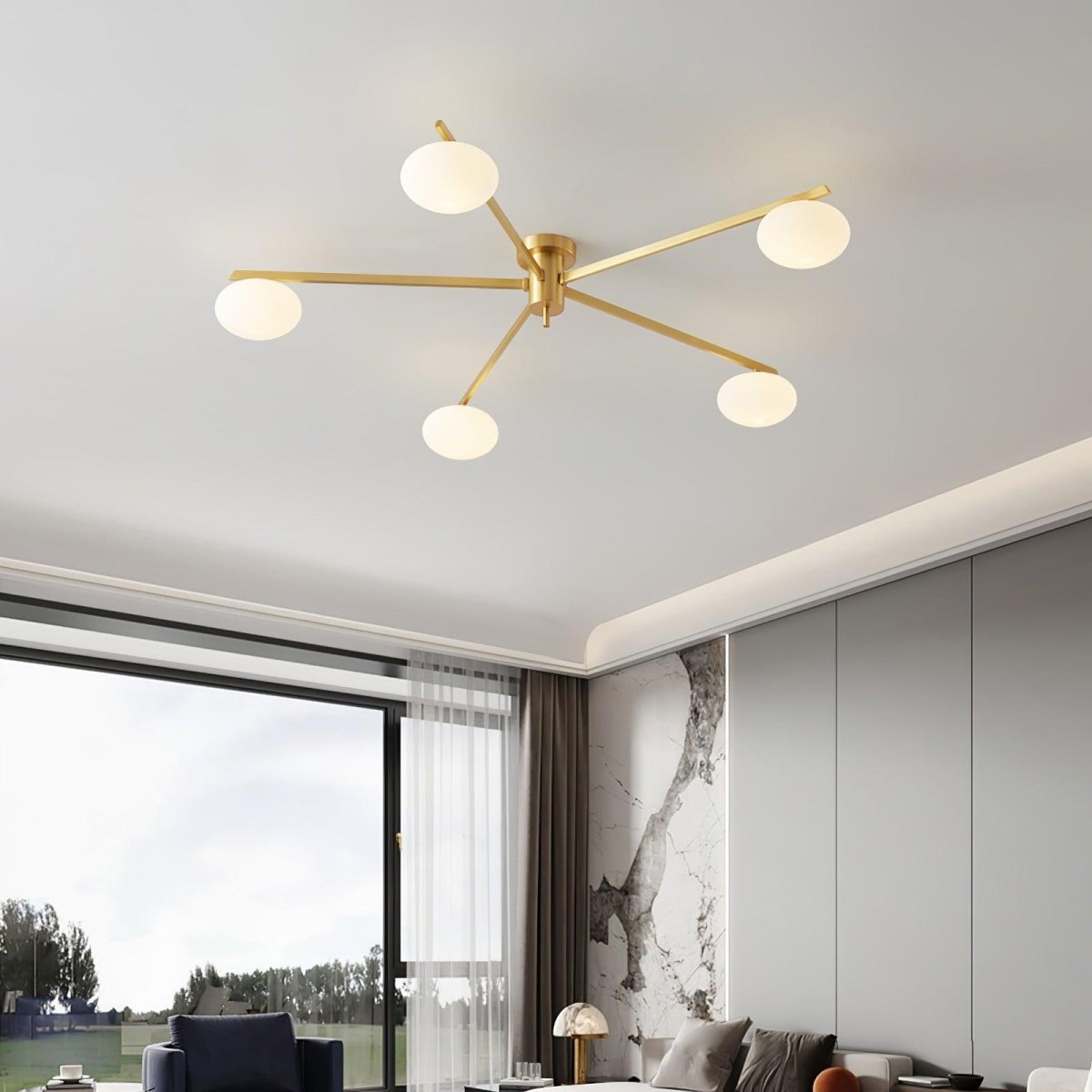 Stropní svítidlo s více rameny LED z kovu, šířka 30 palců | Rosalyssa
