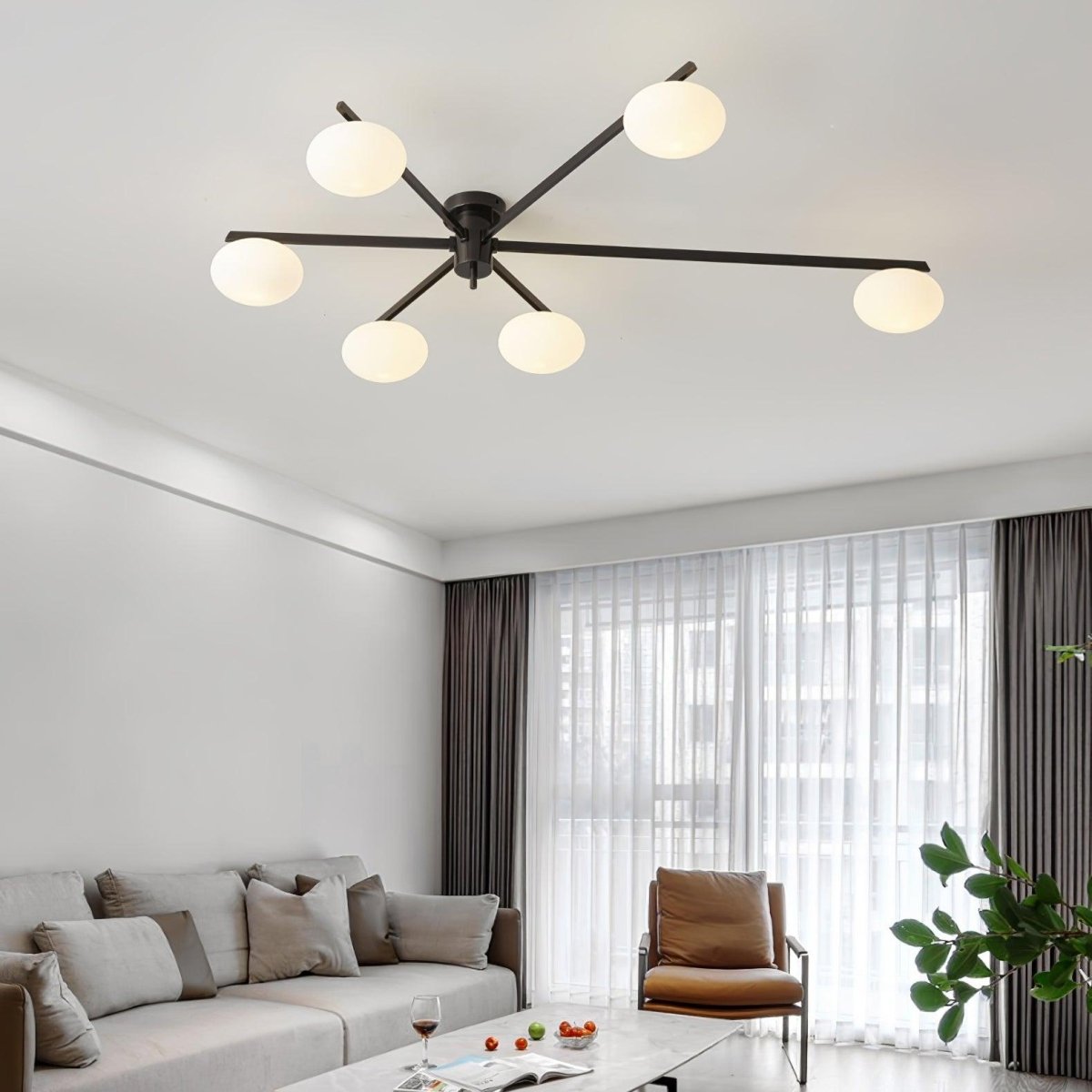 Stropní svítidlo s více rameny LED z kovu, šířka 30 palců | Rosalyssa