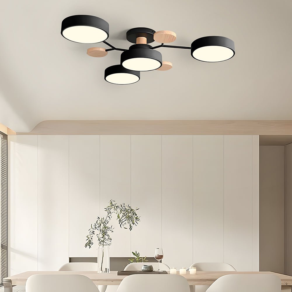 ضوء سقفي LED متعدد الأذرع مع ظلال دائرية، 24 بوصة | روزاليسا