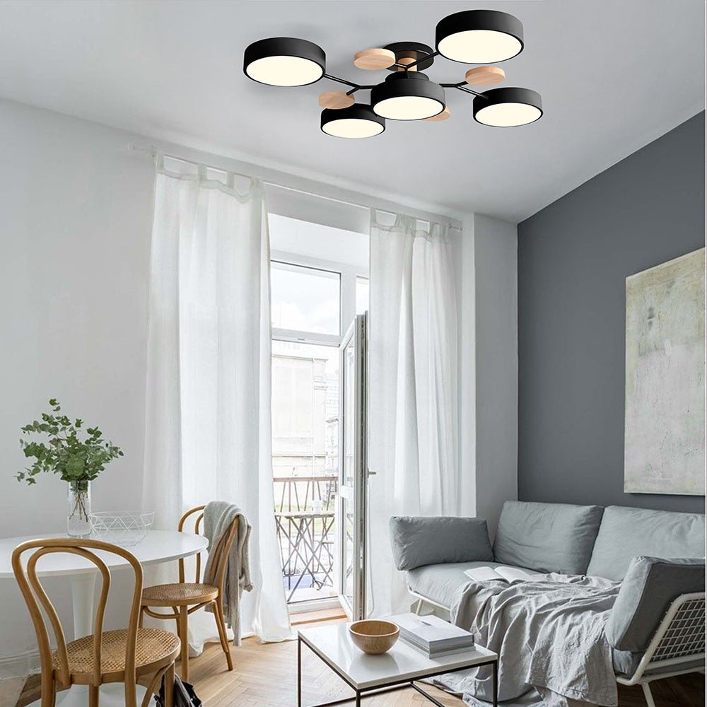 ضوء سقفي LED متعدد الأذرع مع ظلال دائرية، 24 بوصة | روزاليسا
