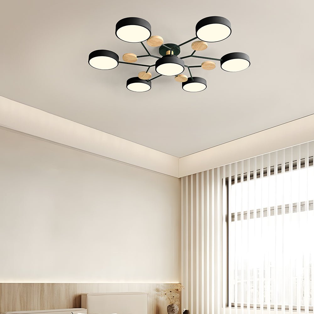 ضوء سقفي LED متعدد الأذرع مع ظلال دائرية، 24 بوصة | روزاليسا