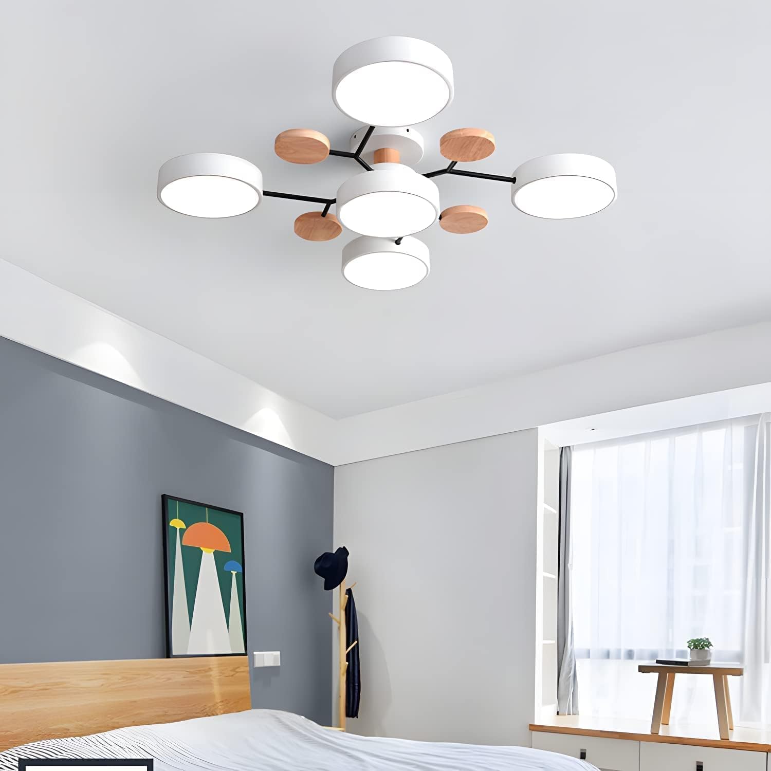 ضوء سقفي LED متعدد الأذرع مع ظلال دائرية، 24 بوصة | روزاليسا