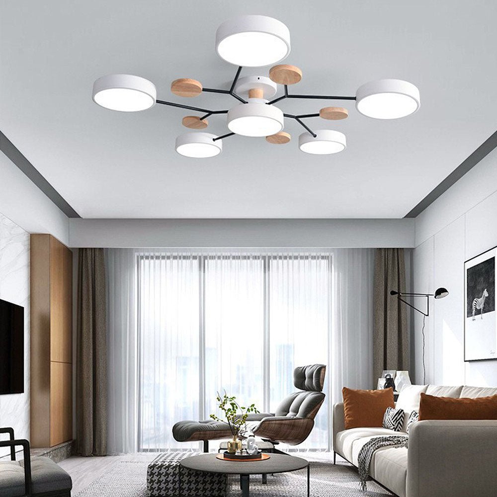 ضوء سقفي LED متعدد الأذرع مع ظلال دائرية، 24 بوصة | روزاليسا