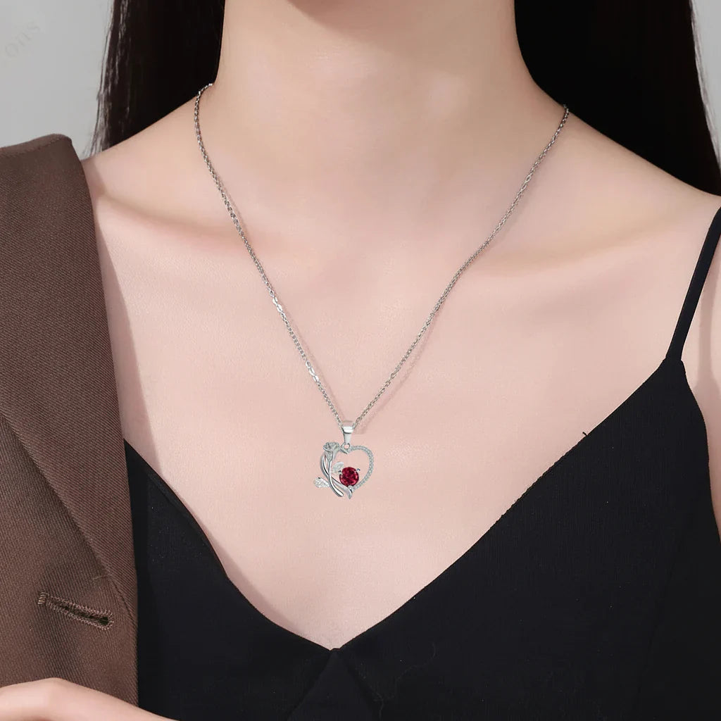 Colar com Pendente em Forma de Coração com Urso de Zircónio Caixa de Presente Rosa para Mulheres