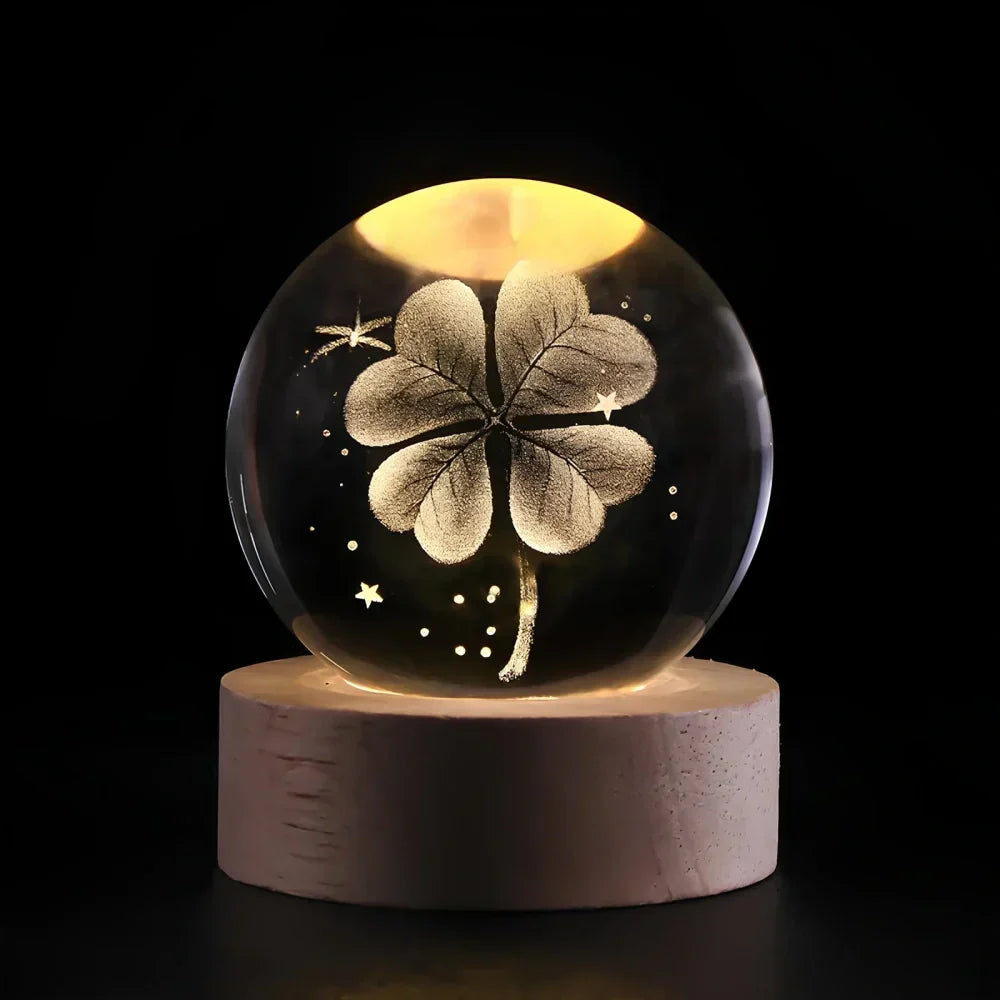 Lampe de nuit LED boule de cristal avec gravure 3D de planète lampe de table