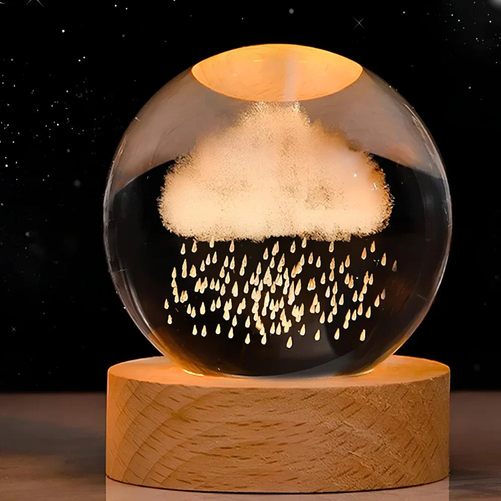 Lampe de nuit LED boule de cristal avec gravure 3D de planète lampe de table