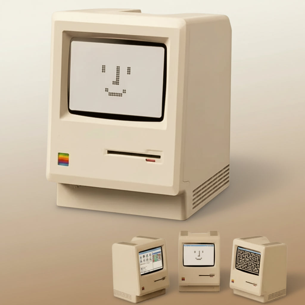 Retro computerstil natlampe til skrivebord, lysende plastik