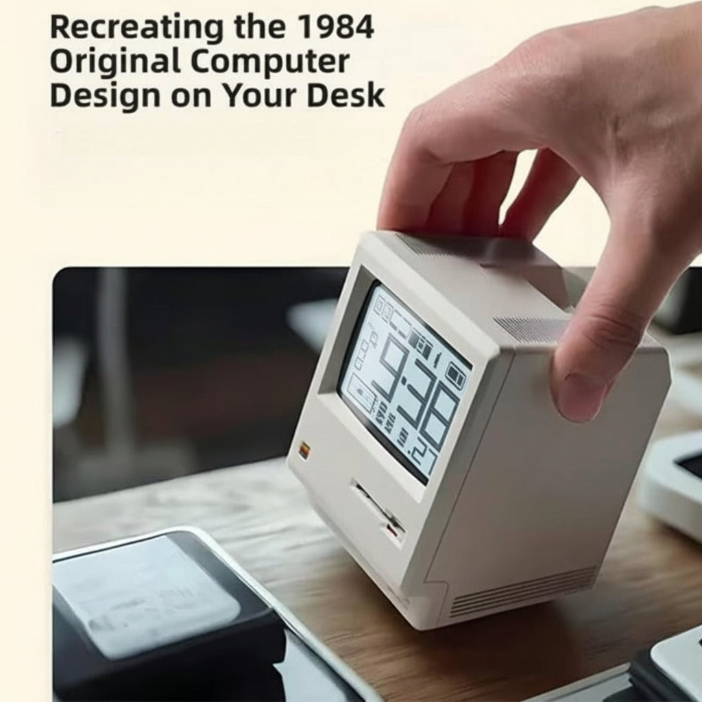 Retro computerstil natlampe til skrivebord, lysende plastik
