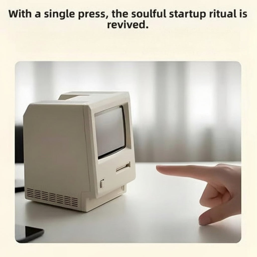 Retro computerstil natlampe til skrivebord, lysende plastik
