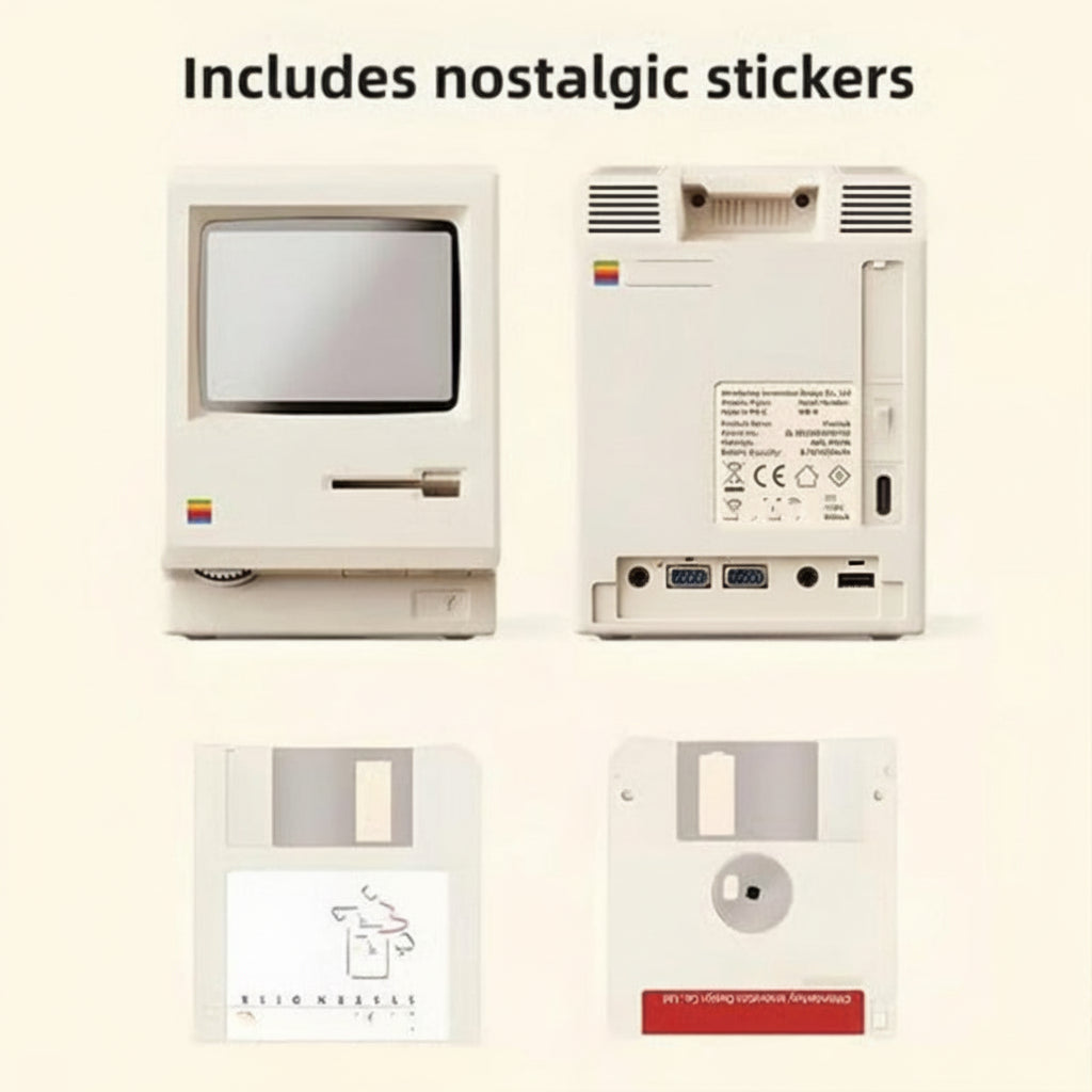 Retro computerstil natlampe til skrivebord, lysende plastik
