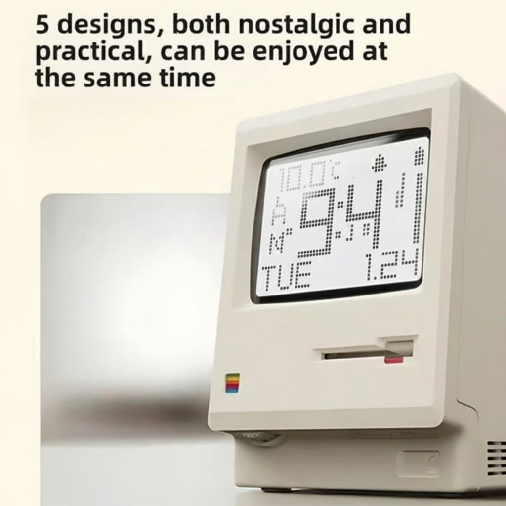 Retro computerstil natlampe til skrivebord, lysende plastik