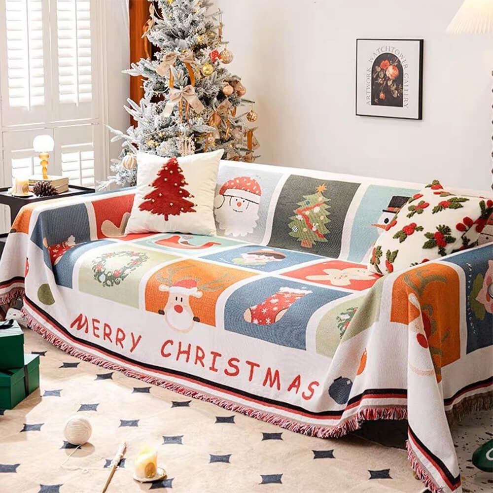 SnowHaven Easy-Care Christmas Slipcover For Sofas And Armchairs