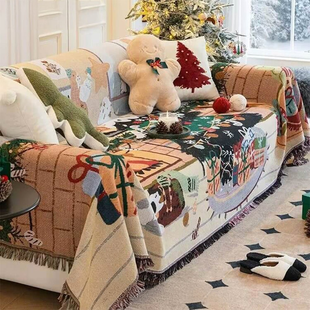 SnowHaven Easy-Care Christmas Slipcover For Sofas And Armchairs