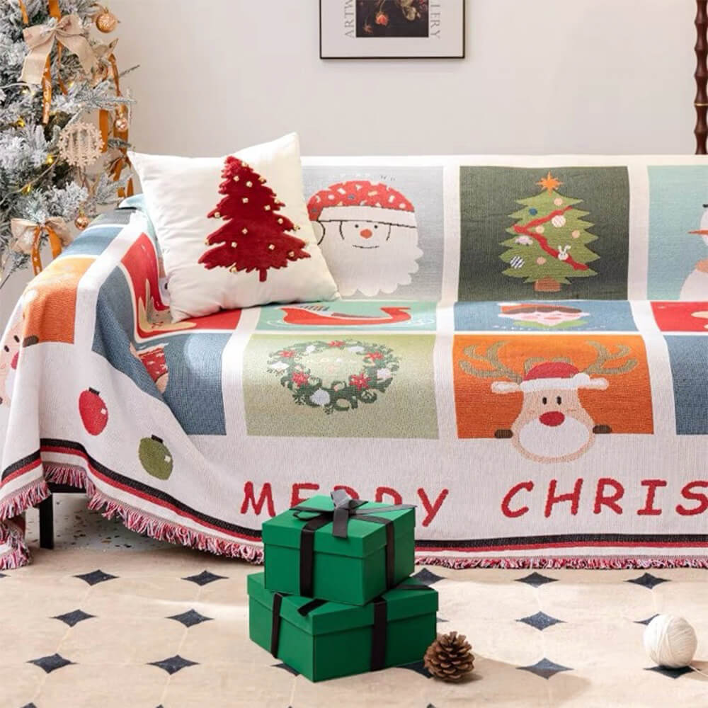 SnowHaven Easy-Care Christmas Slipcover For Sofas And Armchairs