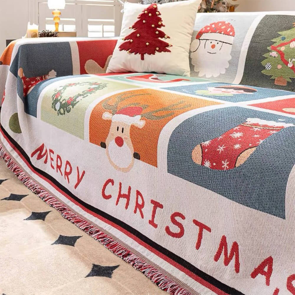 SnowHaven Easy-Care Christmas Slipcover For Sofas And Armchairs