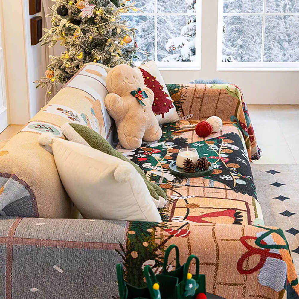 SnowHaven Easy-Care Christmas Slipcover For Sofas And Armchairs