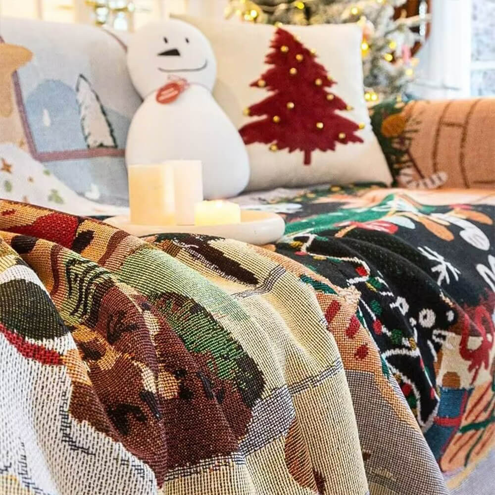 SnowHaven Easy-Care Christmas Slipcover For Sofas And Armchairs