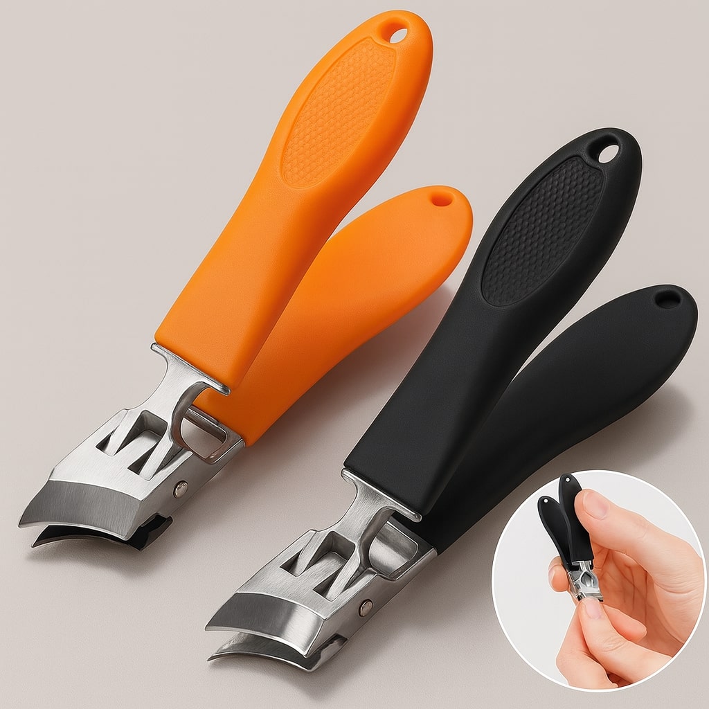 Wide Jaw Nail Clippers With Stainless Steel Splash Catcher